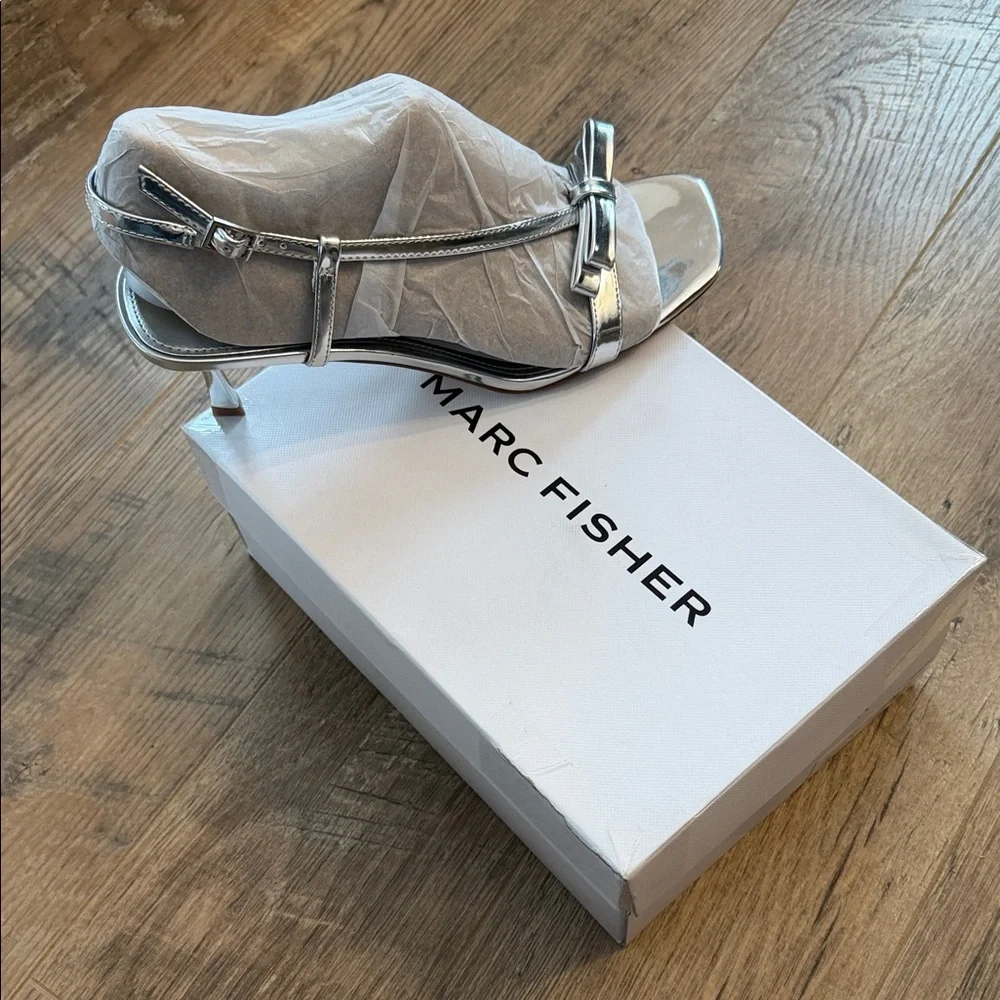 Marc Fisher Metallic Silver Heels - Picture 2 of 4